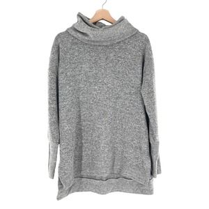 C&C California Rib Tunic Sweater Fold Over Knit Nora Heather Gray